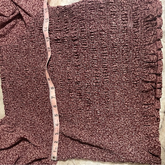 Madewell Floral Smocked cottage milkmaid Purple +white floral print top large - Picture 9 of 9